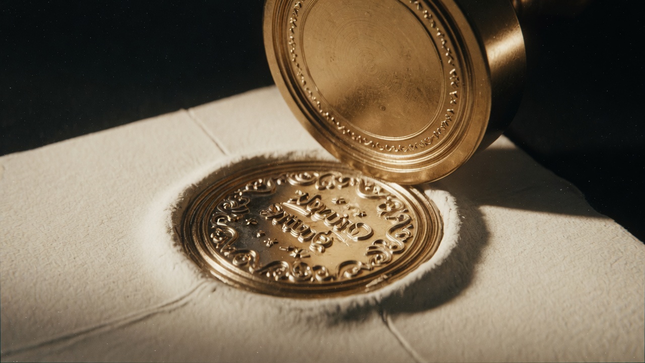Brass notary seal impression